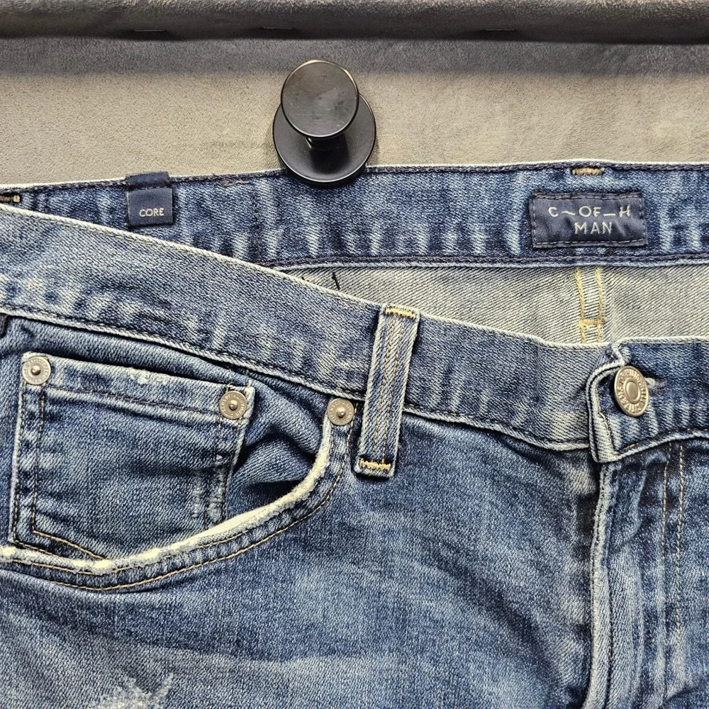 Citizens of Humanity Core Slim Straight Mens Blue Distressed Jeans Size 34